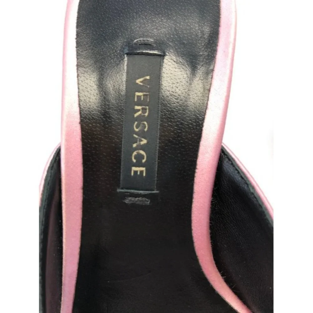 VERSACE Pink Artifact Embellished Satin Mules Size Eu:35